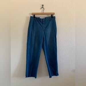 Frank & Eileen Kinsale Jeans Cotton Blend Raw Hem Pants In Blue Size 8